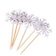 thumbnail image 1 of DINHEAROM Snow Cake Flag Silver Simple Holiday Party Decoration 24Pcs 1.97x0.04x3.94in, 1 of 8