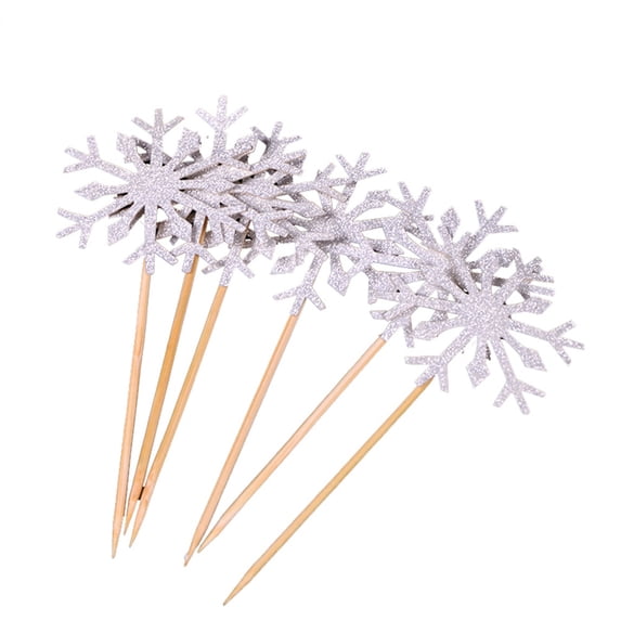 DINHEAROM Snow Cake Flag Silver Simple Holiday Party Decoration 24Pcs 1.97x0.04x3.94in