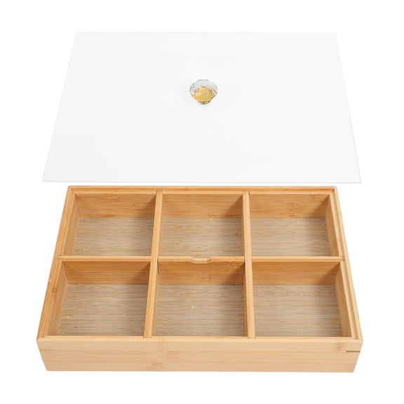 MLINS Fruit Tray Bamboo Snacks Plate Lidded Snacks Plate Food Serving Tray Kitchen Supply