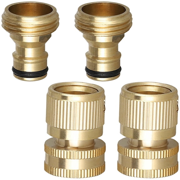 AURARMLET Garden Hose Quick Connect Fittings Brass 2 Sets Leak-Free 2.36x1.10x1.10in for Outdoor Watering