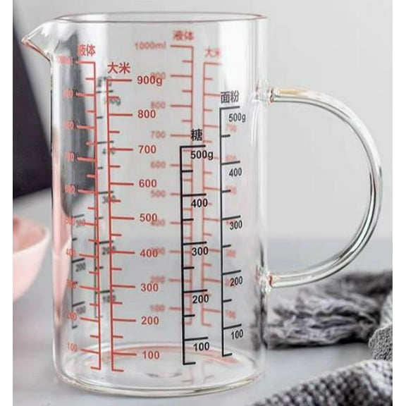 MLINS Glass Measuring Cup With Handle Multipurpose Liquid Measurement Glass Container For Kitchen Cooking Baking Mixing 1000 ML