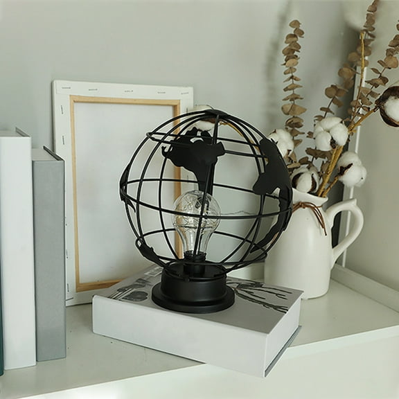 MLINS Globe Night Light Side Table Lamp Exhibition Decor 23X20CM Black