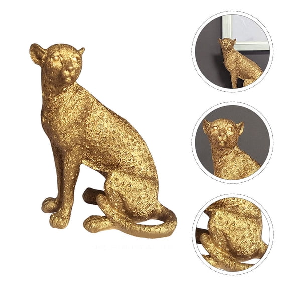 MLINS Gold Animal Decor Leopard Ornaments Animal Ornament Office 15x12cm Golden