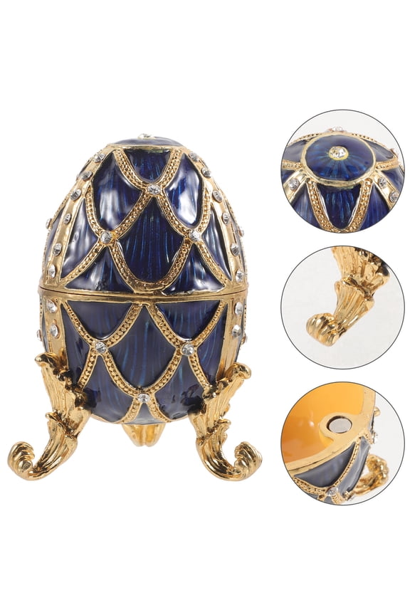 Gold-plated Diamond-set Easter Egg Ornaments Storage Jewelry Organizer Box