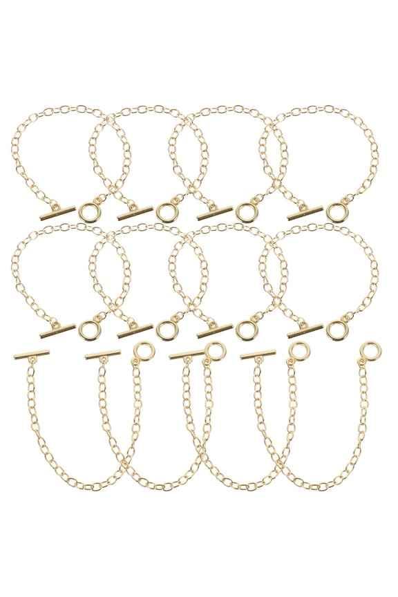 Golden Alloy Charm Bracelet Chain for Jewelry Making Supplies with Toggle Clasps 30pcs