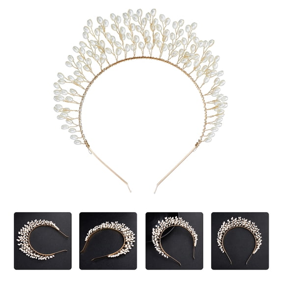 MLINS Golden Alloy Wedding Crown for Bride Tiara Decoration Use Chic Design Lightweight and Comfortable