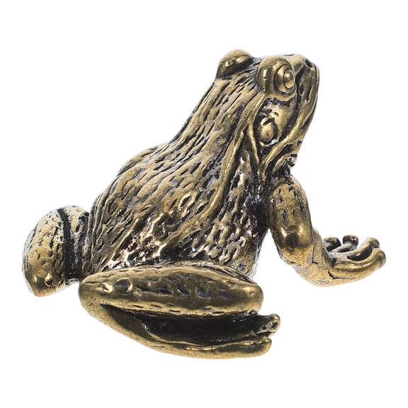 MLINS Golden Brass Frog Figurine for Home Use Small Retro Decorative Statue 2.5 x 1.8 x 1.8 Inches