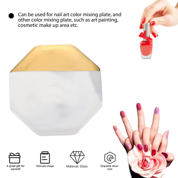 MLINS Golden Ceramic Nail Display Board for Manicure with Elegant Simple Design 6.3 x 4.7 Inches