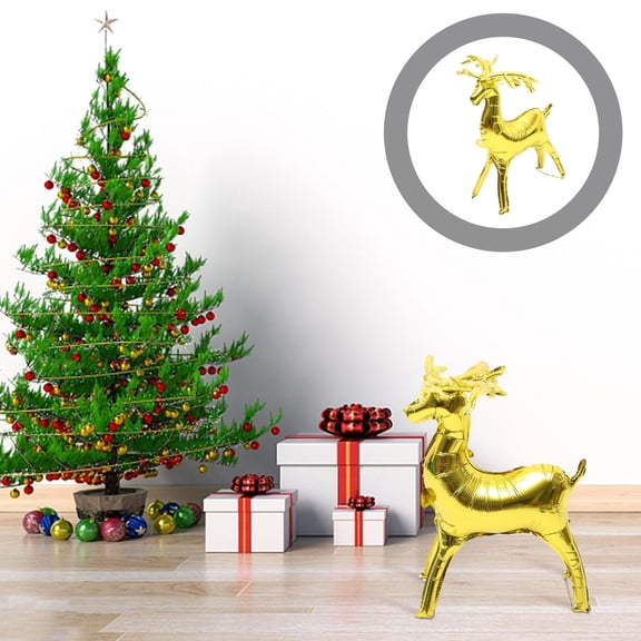 MLINS Golden Christmas Deer Balloons for Decoration with Premium Aluminium Film Material