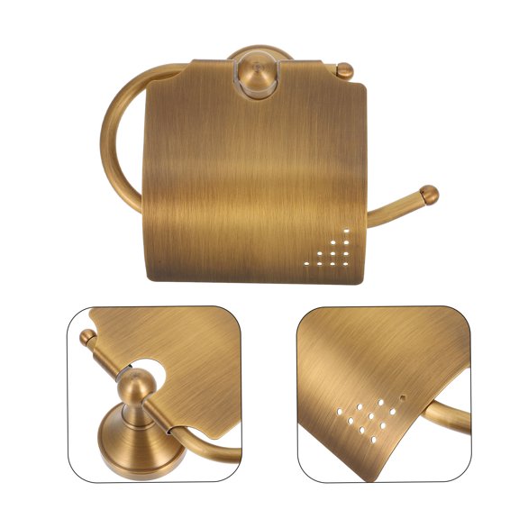 MLINS Golden Copper Bathroom Shelf with Curved Cover for Preventing Paper from Getting Wet Ideal for Any