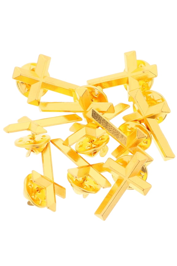 Golden Cross Brooch Pin for Men and Women Made of Durable Zinc Alloy for Jewelry 10pcs
