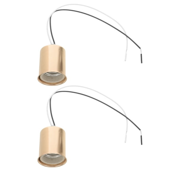 MLINS Golden E27 Light Socket with Cord for Home Use Stylish Iron and Ceramic Lamp Replacement 2Pcs