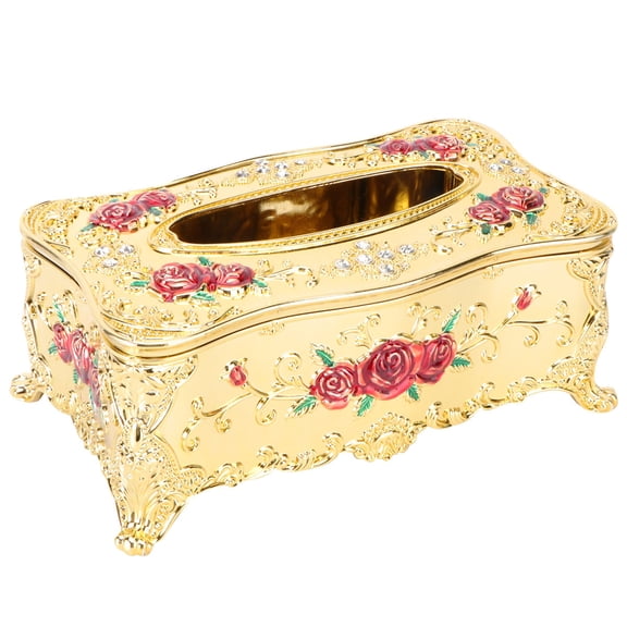 FELTECHELECTR Golden Plastic Tissue Box with Removable Design for Easy Replacement and Storage 7.8 x 4.5 x 3.9 inches