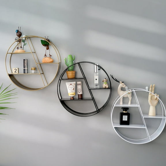 MLINS Golden Hexagon Wall Mount Storage Shelf Made of Wood and Iron for Use 6 Sides