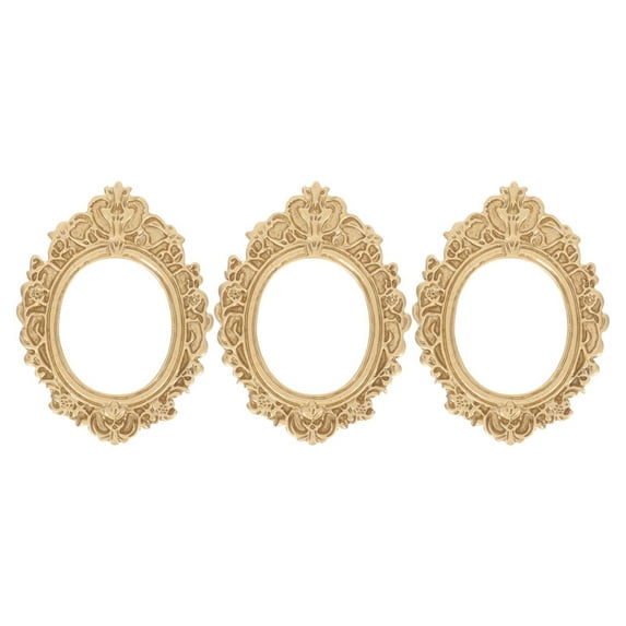 AURARMLET Vintage Oval Picture Frame Golden 3Pcs 2.75X2.04X0.16In