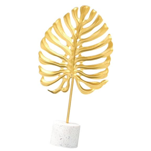 MLINS Golden Monstera Ornament for Home Decoration with Iron and Marble Material Adds Artistic Atmosphere 3.1 Inch