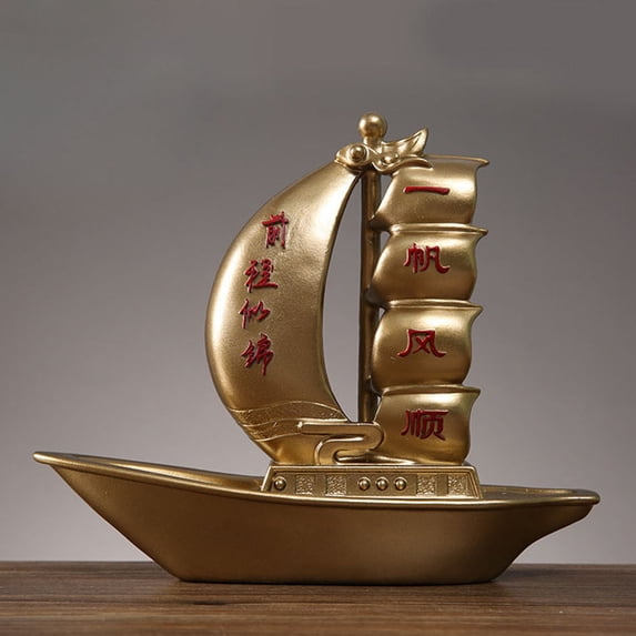 MLINS Golden Resin Sailboat Ornament for Decor Simple and Exquisite Design Adds Artistic Touch 3.15 Inches