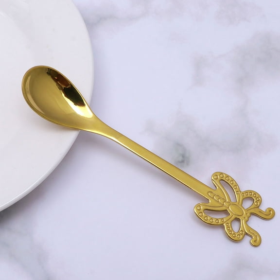 MLINS Golden Stainless Steel Fruit Spoon for Eating Fruit with Mirror Finish and Comfortable .5 Inches