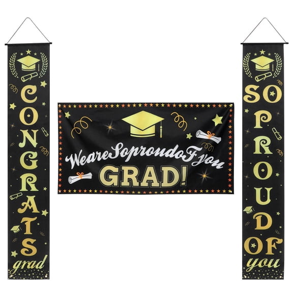 AURARMLET Graduation Party Decorations Black 1 Set 70.9X12.6In