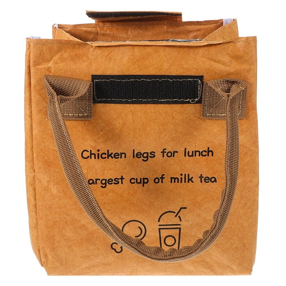 MLINS Green Kraft Paper Thermal Lunch Insulation Bag for Storage Use Reusable Picnic Tote Large Capacity