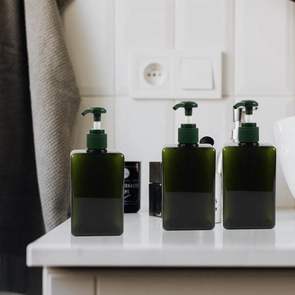 MLINS Green PETG Liquid Soap Lotion Dispenser Bottle with Press Pump for Storage 280ml 3pcs