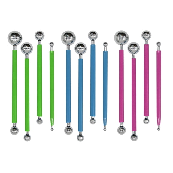 MLINS Green Pottery Tools Kit with Stainless Steel and Rubber for Craft Use Great for Shaping Cutting and Smoothing Sizes 12cm to 18cm