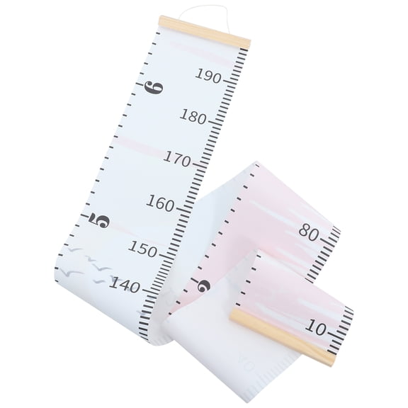 MLINS White Fabric and Wood Growth Chart for Kids Safe and Durable Hanging Height Chart for Home Use 6.5 x 39 inches