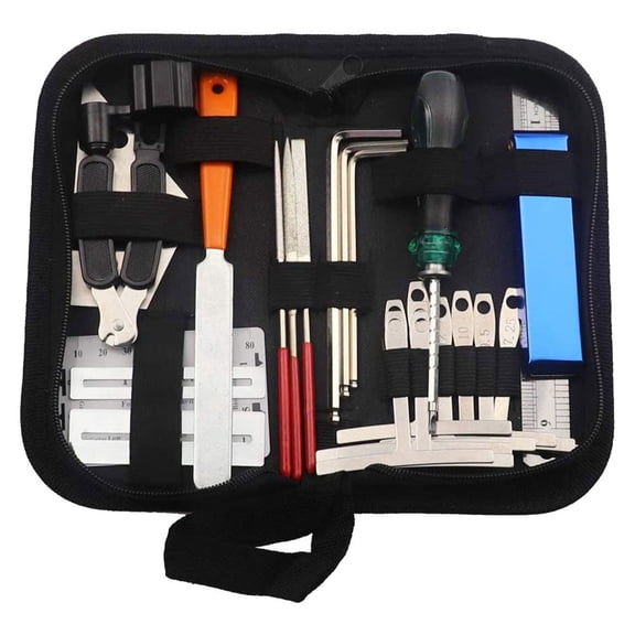 DINHEAROM Guitar Maintenance Kit Metal Tools Set with Polyester Case, Compact 8.7x3.7In for Guitar