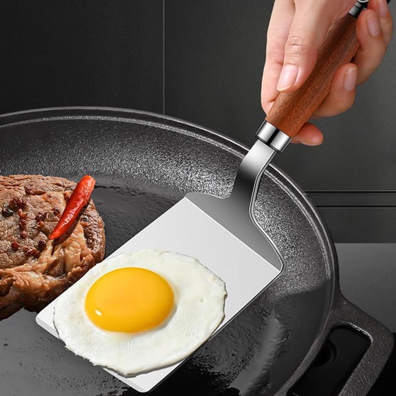 MLINS Metal Spatula Turner for Wok and Griddle 1 Set Stainless Steel Flat Spatula for Stir Fry Beefsteak and Fish Kitchen Cooking Tool