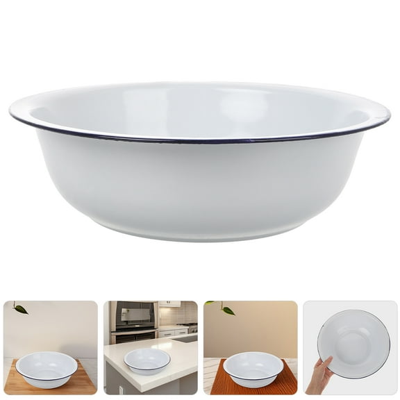 MLINS Vintage Enamel Mixing Bowl Enamelware for Kitchen Enamel Basin for Washing Vegetable Enamel Soup Bowl