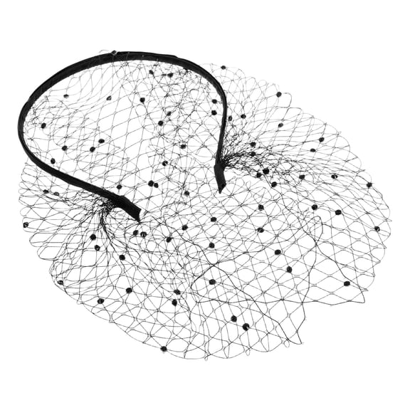 MLINS Hair Veil Headbands Mesh Rhinestone Headband Miss 15.30X12.00X0.60CM Black