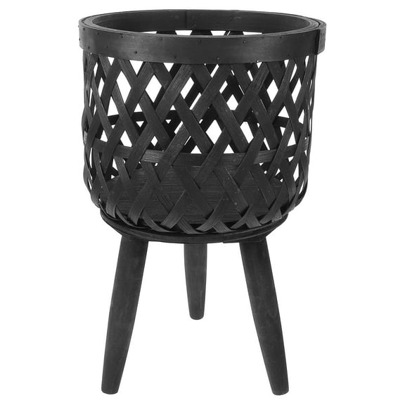 MLINS Rustic Woven Planter Basket for Flowers and Plants Add Beauty to Your Space Black Wood 10.5