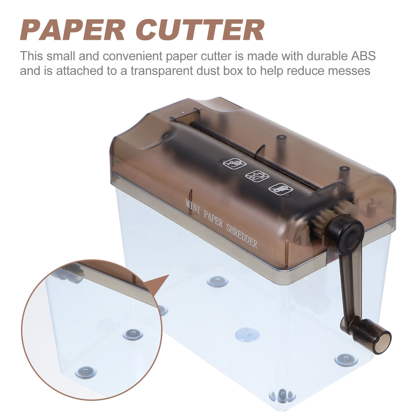 PTOOTP Mini Paper Shredder Manual Cutter Black Abs 1Set 6.7X5.3X3.5in