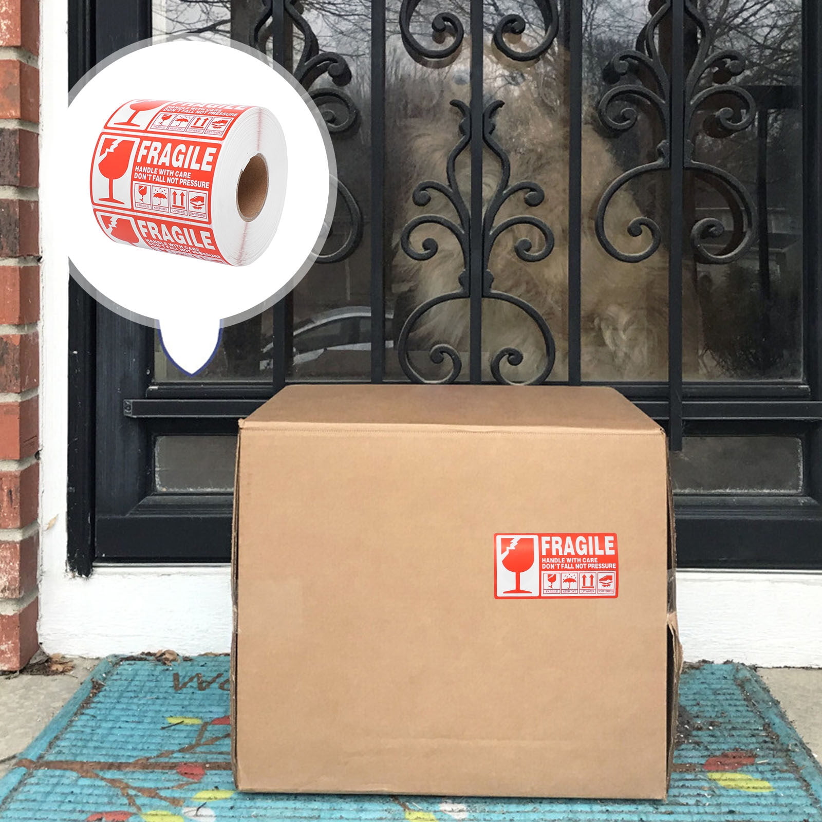 Mail. Tag Box MLINS Handle with Care Warning Labels for Shipping Boxes DIY Use Roll ...