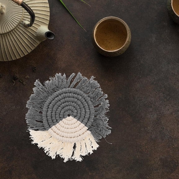 MLINS Handmade Macrame Coasters Boho Drinks Coasters Mugs Drink Coasters Cup Mat Coasters with Tassel for for Home Office Bar Farmhouse Cups Decor