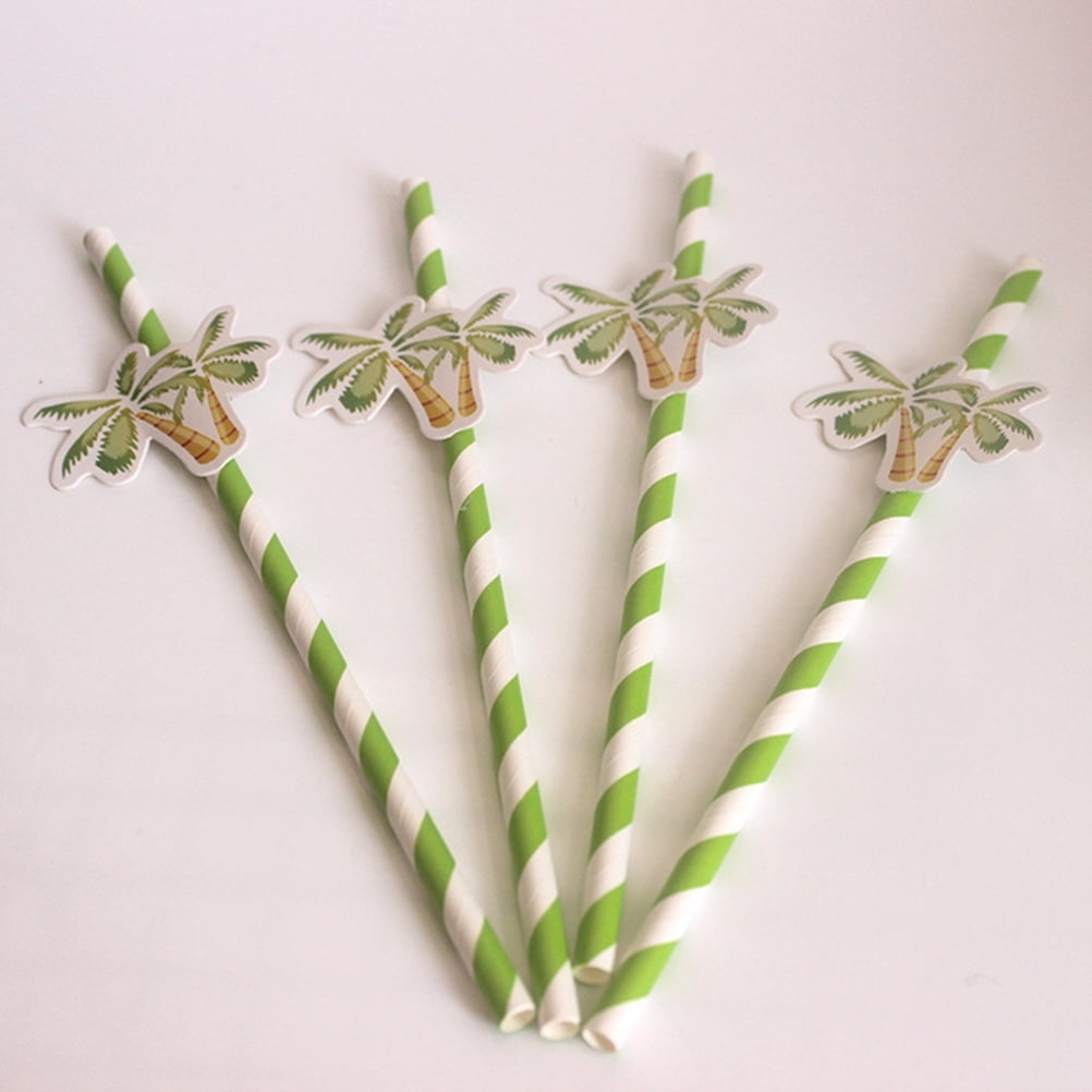 MLINS Hawaiian Environment Friendly Paper Drinking Straws for Luau Parties Assorted Color 50pcs