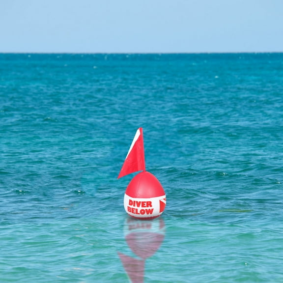 MLINS Heavy Duty Pvc Dive Flag Float Inflatable Signal Floater With Dive Flag For Snorkeling Water Sport Signaling Swimming Boating Fishing