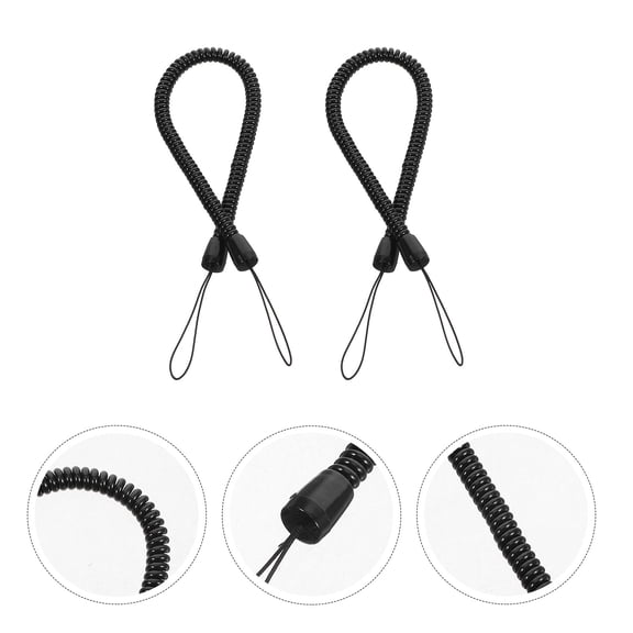 MLINS Stylish Black Pen Lanyard Anti Loss Rope Elastic Spring Strap for Stylus Pen Convenient Carry 8pcs