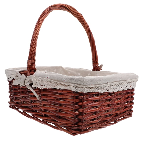 DINHEAROM Gathering Basket Portable Woven Basket Brown 1Set