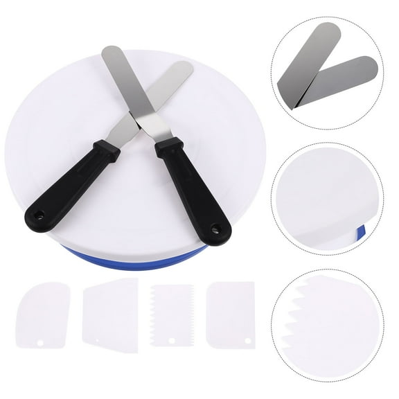 DINHEAROM Cake Turntable for Baking Plastic with 7Pieces 10.81X10.81X2.75in
