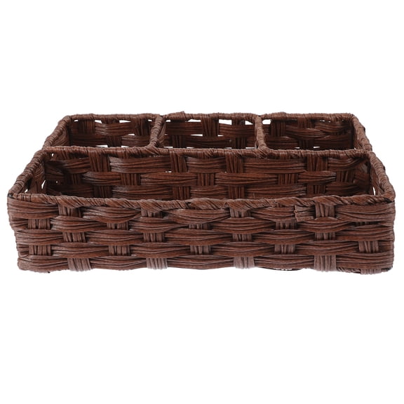 MLINS Imitation Rattan Basket Woven Storage Bin Large Capacity Desktop Basket Container
