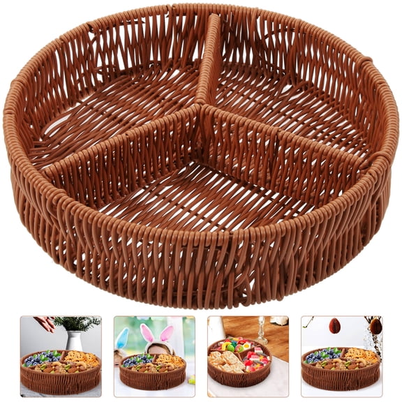YUYUETIME Multi-Purpose Brown Divided Fruit Tray with Multi-Grids for Snack and Candy Storage