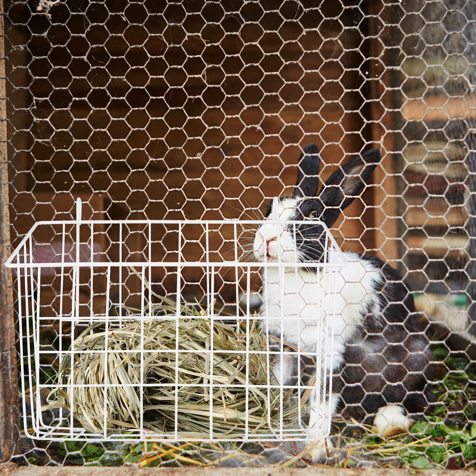 MLINS Iron Hay Feeding Basket Metal Rabbit Food Holder Iron Feeder ...