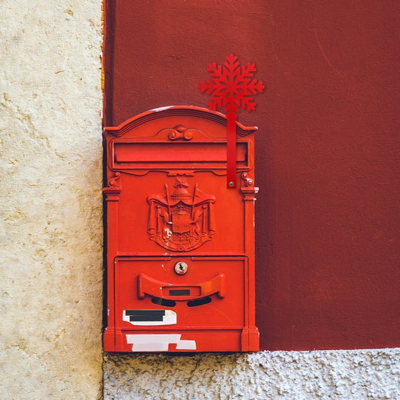 MLINS Iron Mailbox Topper Decor Mailbox Topper Sign Decor Iron Mailbox Snowflake Flag Replacing Mailbox Decor Mail Box Snowflake Flag Sign