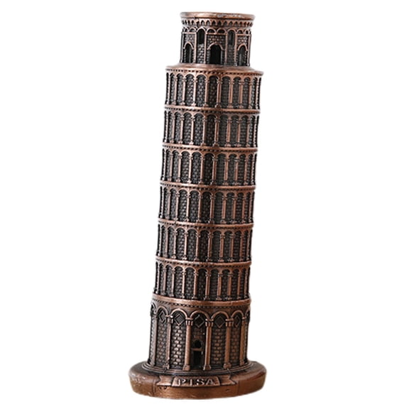 YUYUETIME Leaning Tower of Pisa Statue in Coffee Zinc Alloy for Home Table Decoration