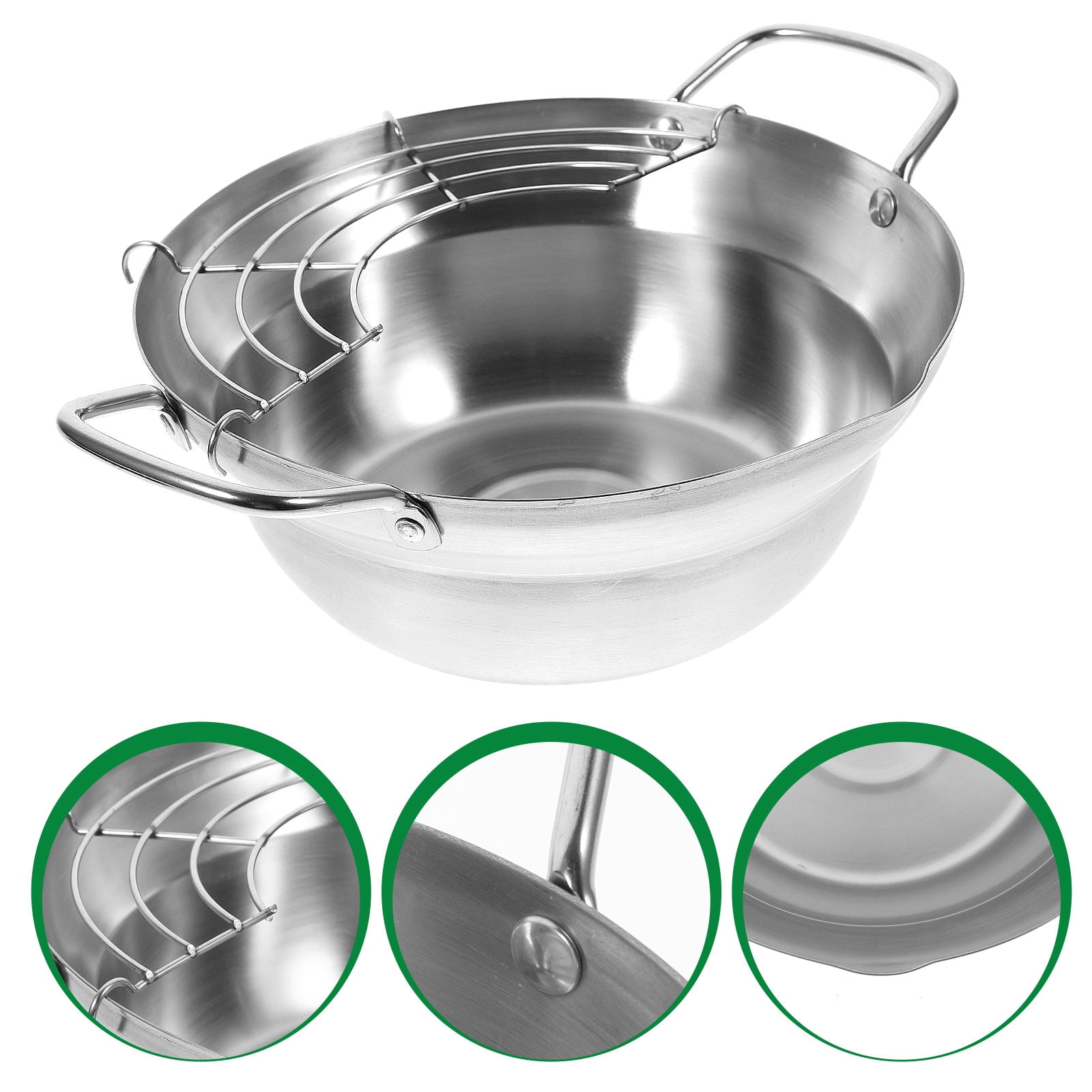 MLINS Japanese Style Frying Drainable Tempura Deep Pot Fryer Silver