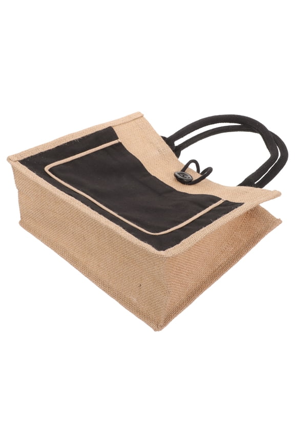 Jute Shopping Bag Button Tote Bag Handbag Large Capacity Tote Bag for Lady