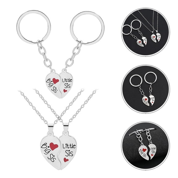 MLINS Key Chain Accessories with Splicing Love Design 2 Sets Silver Alloy for Decoration Use