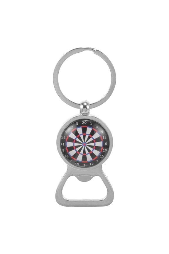 Metal Plated Silver Beer Can Opener Key Chain with Creative Dartboard Design for Everyday Use