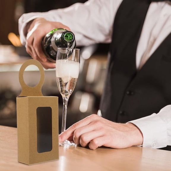 MLINS Khaki Gift Storage Case with Transparent Window for Wine Bottle Decor and Accessories 25pcs